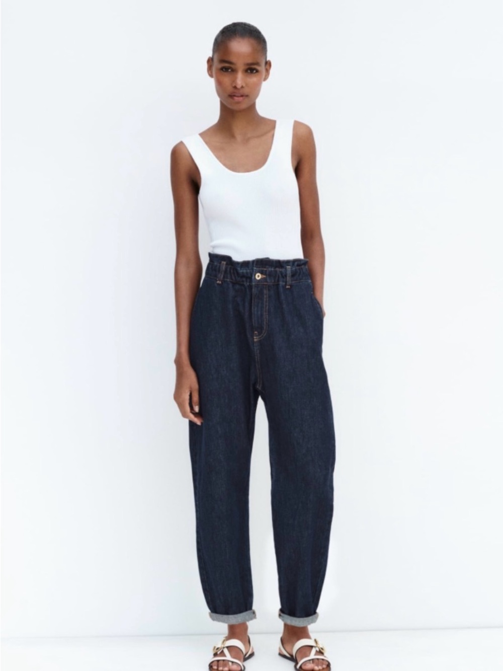 Zara High-Waist Dark Blue Relaxed Women’s Jeans
